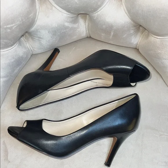 Cole Haan Black Peep-Toe Heels - Picture 8 of 10